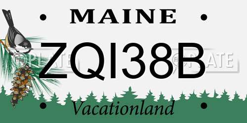 ZQI38B Maine License Plate