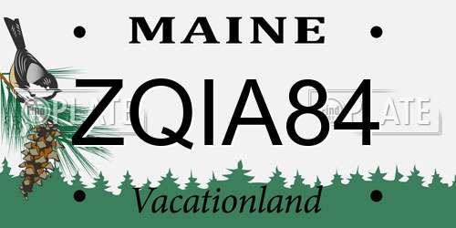 ZQIA84 Maine License Plate
