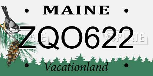 ZQO622 Maine License Plate