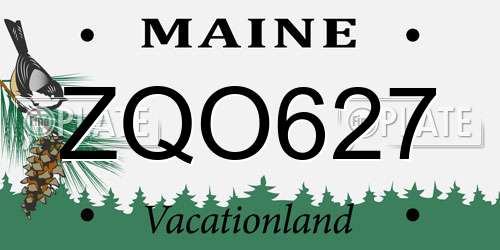 ZQO627 Maine License Plate