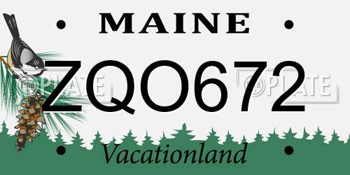 ZQO672 Maine License Plate