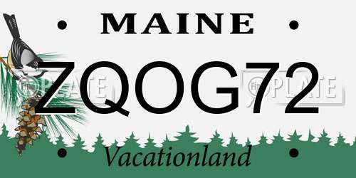 ZQOG72 Maine License Plate