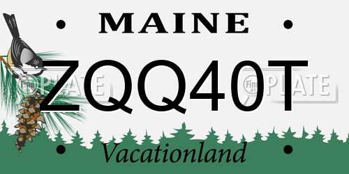 ZQQ40T Maine License Plate