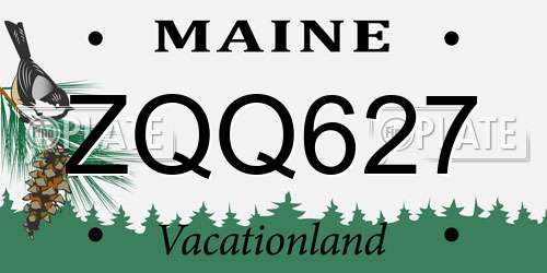 ZQQ627 Maine License Plate