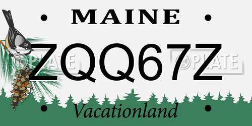 ZQQ67Z Maine License Plate