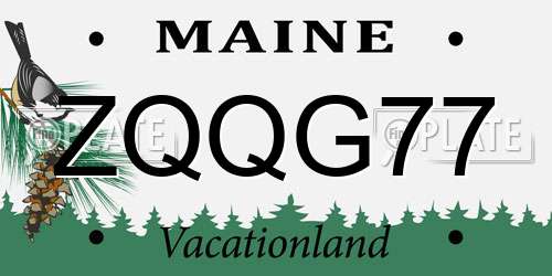 ZQQG77 Maine License Plate