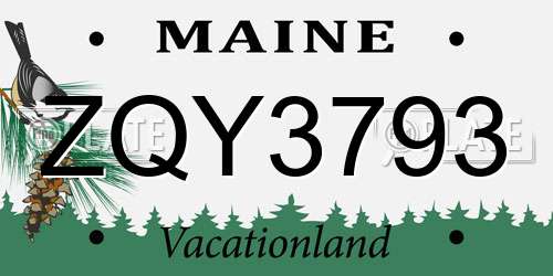 ZQY3793 Maine License Plate