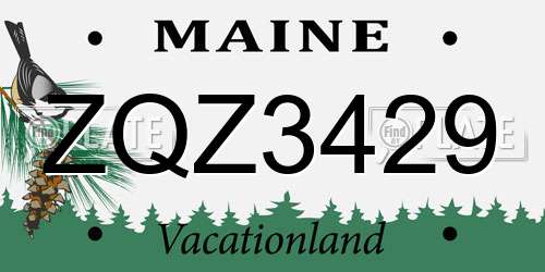 ZQZ3429 Maine License Plate