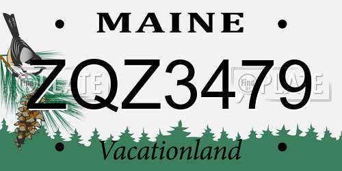 ZQZ3479 Maine License Plate