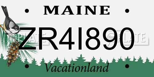 ZR4I890 Maine License Plate