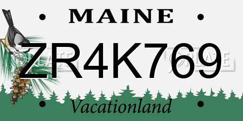 ZR4K769 Maine License Plate