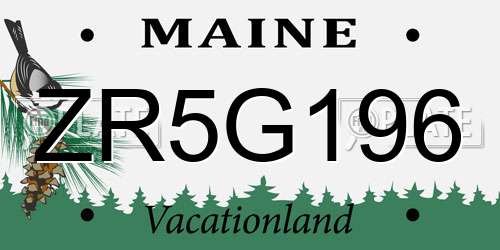 ZR5G196 Maine License Plate