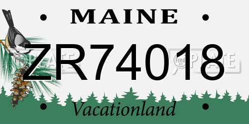 ZR74018 Maine License Plate