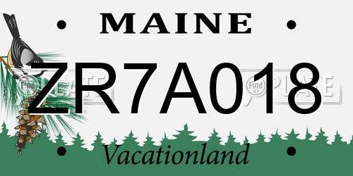 ZR7A018 Maine License Plate