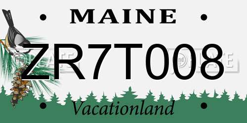 ZR7T008 Maine License Plate