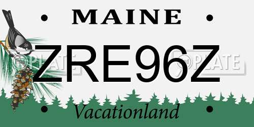 ZRE96Z Maine License Plate