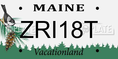ZRI18T Maine License Plate