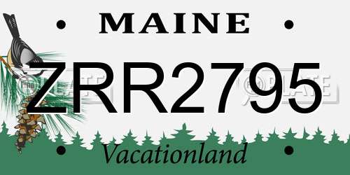 ZRR2795 Maine License Plate