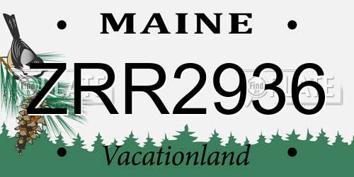ZRR2936 Maine License Plate