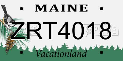 ZRT4018 Maine License Plate