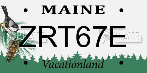 ZRT67E Maine License Plate