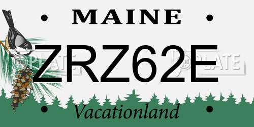 ZRZ62E Maine License Plate
