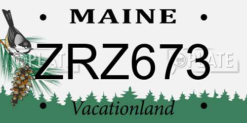 ZRZ673 Maine License Plate