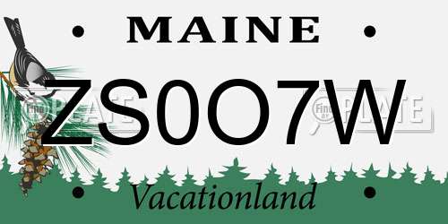 ZS0O7W Maine License Plate
