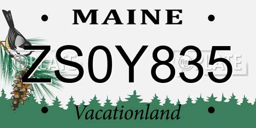 ZS0Y835 Maine License Plate