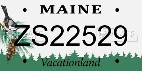 ZS22529 Maine License Plate