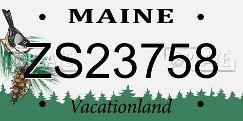 ZS23758 Maine License Plate