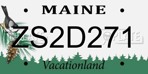 ZS2D271 Maine License Plate