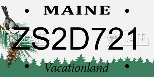 ZS2D721 Maine License Plate