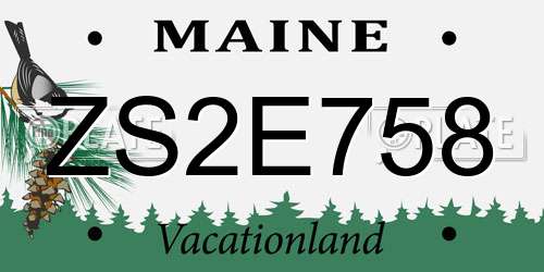 ZS2E758 Maine License Plate