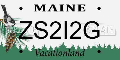 ZS2I2G Maine License Plate