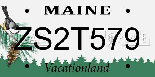 ZS2T579 Maine License Plate