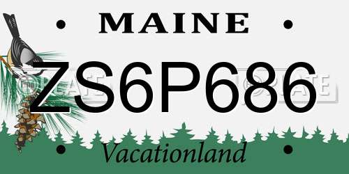 ZS6P686 Maine License Plate