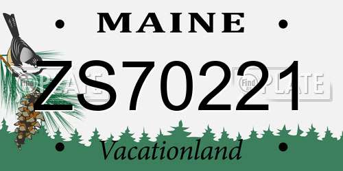 ZS70221 Maine License Plate