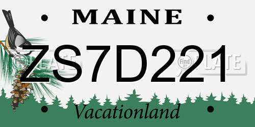 ZS7D221 Maine License Plate