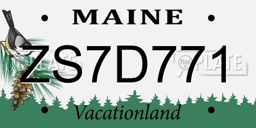 ZS7D771 Maine License Plate