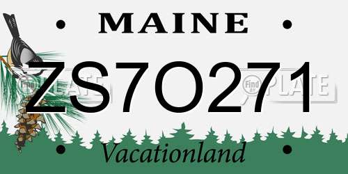 ZS7O271 Maine License Plate
