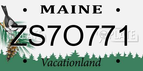 ZS7O771 Maine License Plate