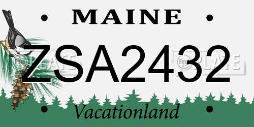 ZSA2432 Maine License Plate