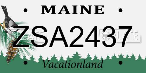 ZSA2437 Maine License Plate
