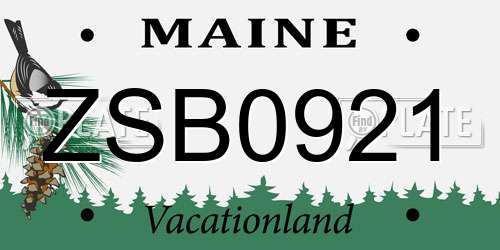 ZSB0921 Maine License Plate