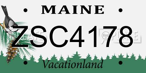 ZSC4178 Maine License Plate