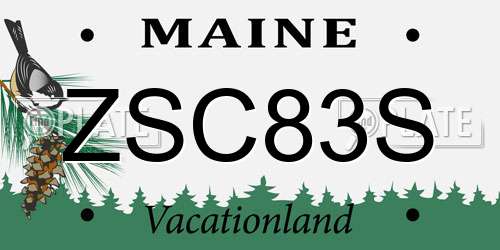 ZSC83S Maine License Plate