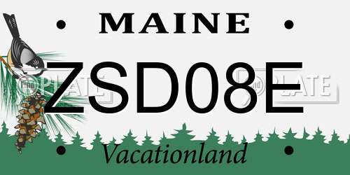 ZSD08E Maine License Plate
