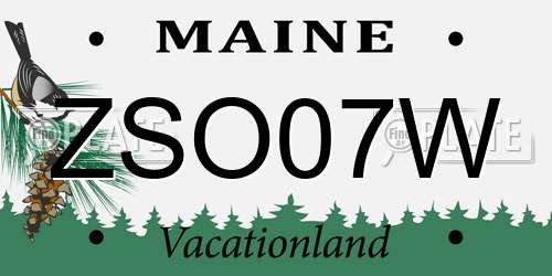 ZSO07W Maine License Plate