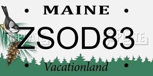 ZSOD83 Maine License Plate